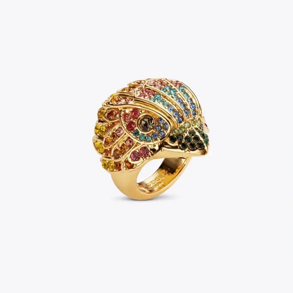 Kurt Geiger Multicolor Crystal Eagle Ring, Gold and Red Cocktail Ring. Box inc.